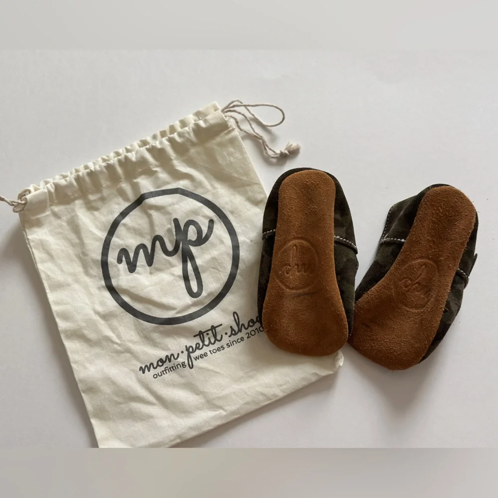 Mon Petit CAMO Camouflage Size 6 T-Strap‎ MPs Leather Baby Handmade Shoes